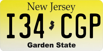 NJ license plate I34CGP