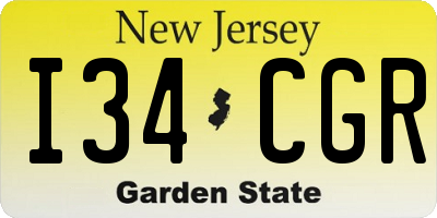 NJ license plate I34CGR
