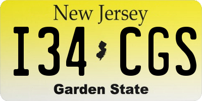 NJ license plate I34CGS