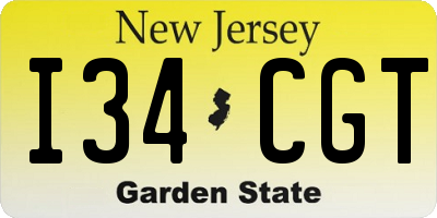 NJ license plate I34CGT