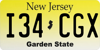 NJ license plate I34CGX