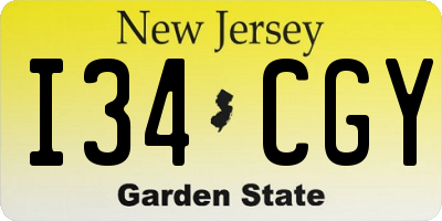 NJ license plate I34CGY