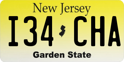 NJ license plate I34CHA
