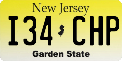 NJ license plate I34CHP