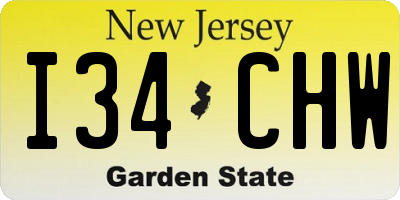 NJ license plate I34CHW