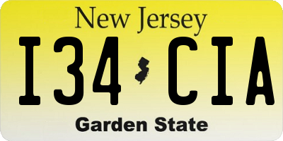 NJ license plate I34CIA