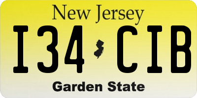 NJ license plate I34CIB