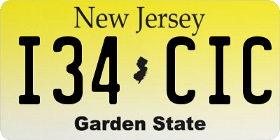 NJ license plate I34CIC