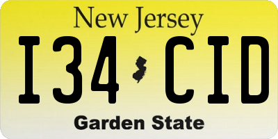 NJ license plate I34CID