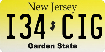 NJ license plate I34CIG