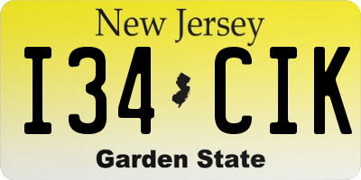 NJ license plate I34CIK