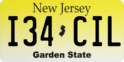 NJ license plate I34CIL
