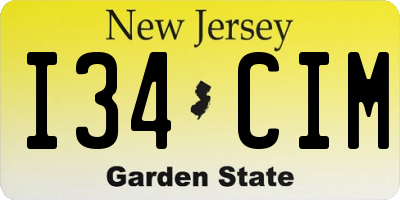 NJ license plate I34CIM