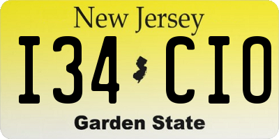 NJ license plate I34CIO