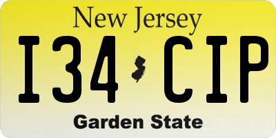 NJ license plate I34CIP