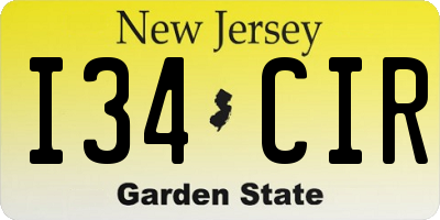 NJ license plate I34CIR