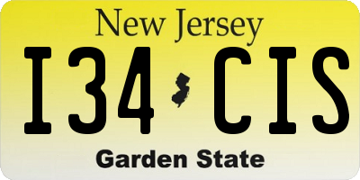 NJ license plate I34CIS