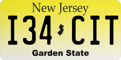NJ license plate I34CIT