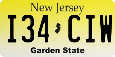 NJ license plate I34CIW