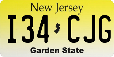 NJ license plate I34CJG