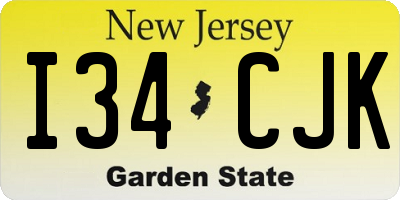 NJ license plate I34CJK