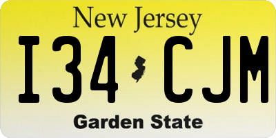 NJ license plate I34CJM