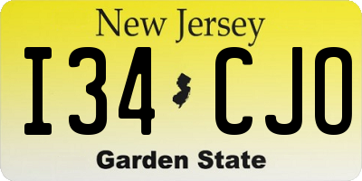 NJ license plate I34CJO