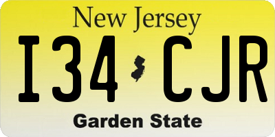 NJ license plate I34CJR