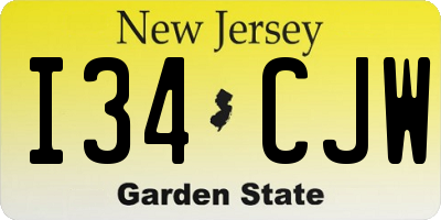 NJ license plate I34CJW