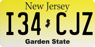 NJ license plate I34CJZ
