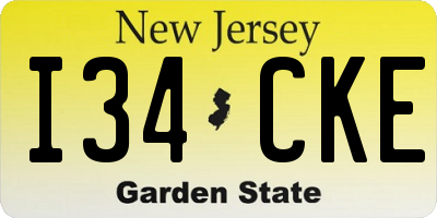 NJ license plate I34CKE