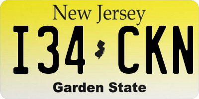 NJ license plate I34CKN