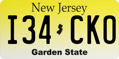 NJ license plate I34CKO