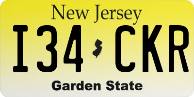 NJ license plate I34CKR