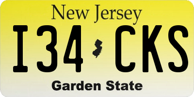 NJ license plate I34CKS