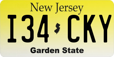 NJ license plate I34CKY