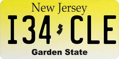 NJ license plate I34CLE