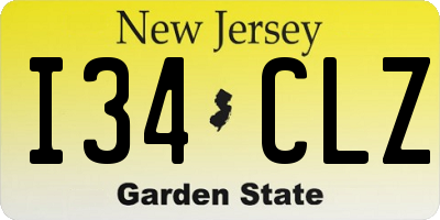 NJ license plate I34CLZ