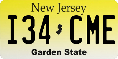 NJ license plate I34CME