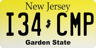 NJ license plate I34CMP
