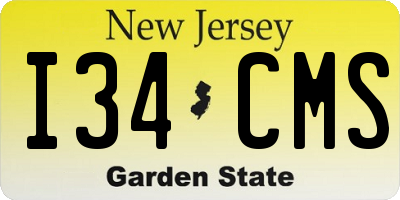 NJ license plate I34CMS