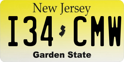 NJ license plate I34CMW
