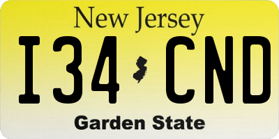 NJ license plate I34CND