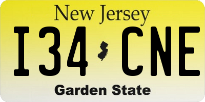 NJ license plate I34CNE