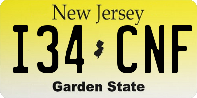 NJ license plate I34CNF