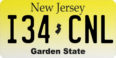 NJ license plate I34CNL