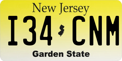 NJ license plate I34CNM
