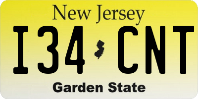 NJ license plate I34CNT