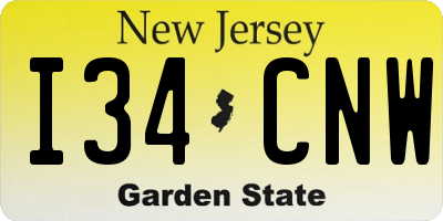 NJ license plate I34CNW