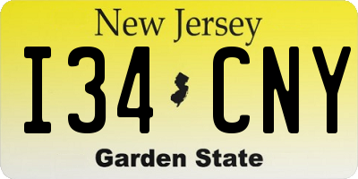 NJ license plate I34CNY